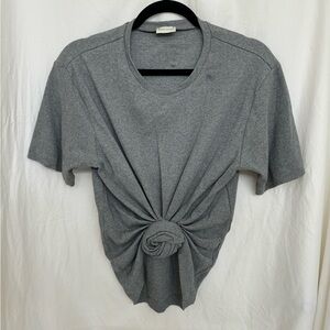MAGDA BUTRYM | Knotted T-Shirt in Gray, Shoulder Pads Removed